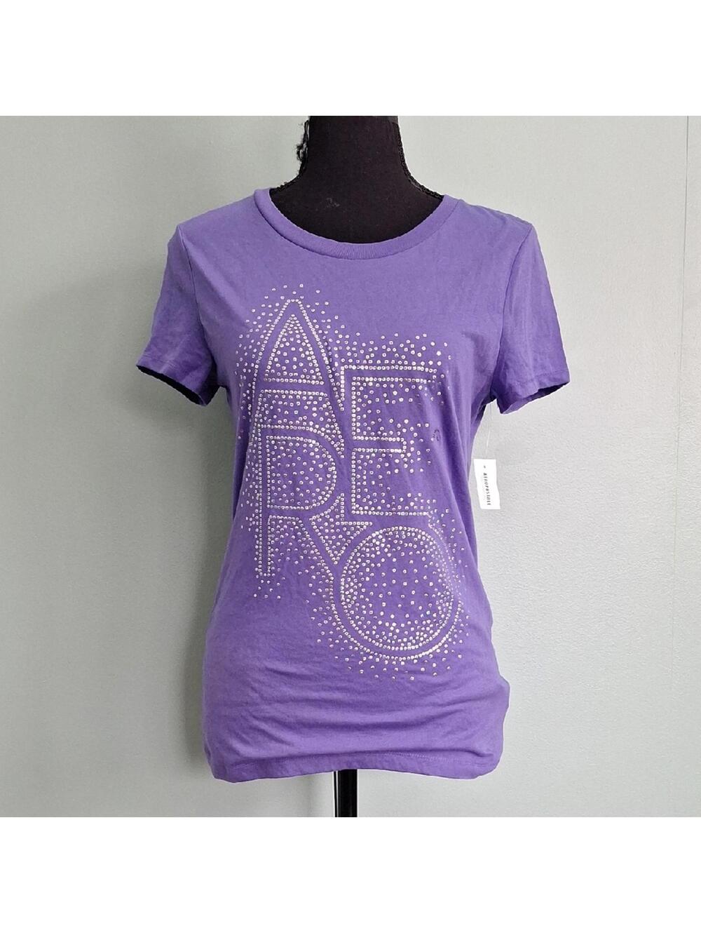 Nwt Aeropostale Purple Sequins Short Sleeve Shirt Size Large